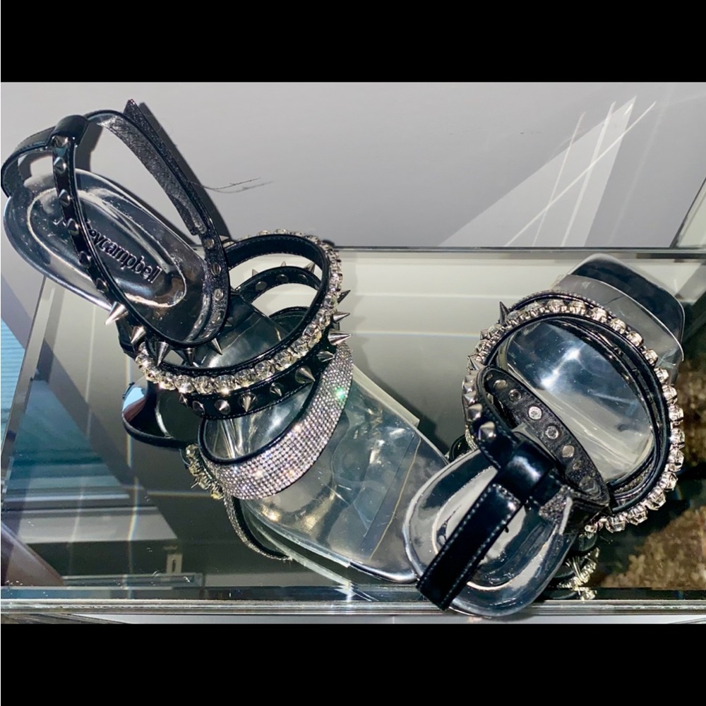 Black and Silver Embellished Sandals